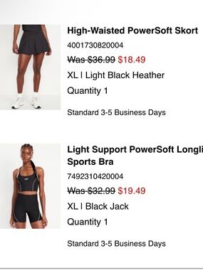 Old Navy XL activewear set, sports bra and skort